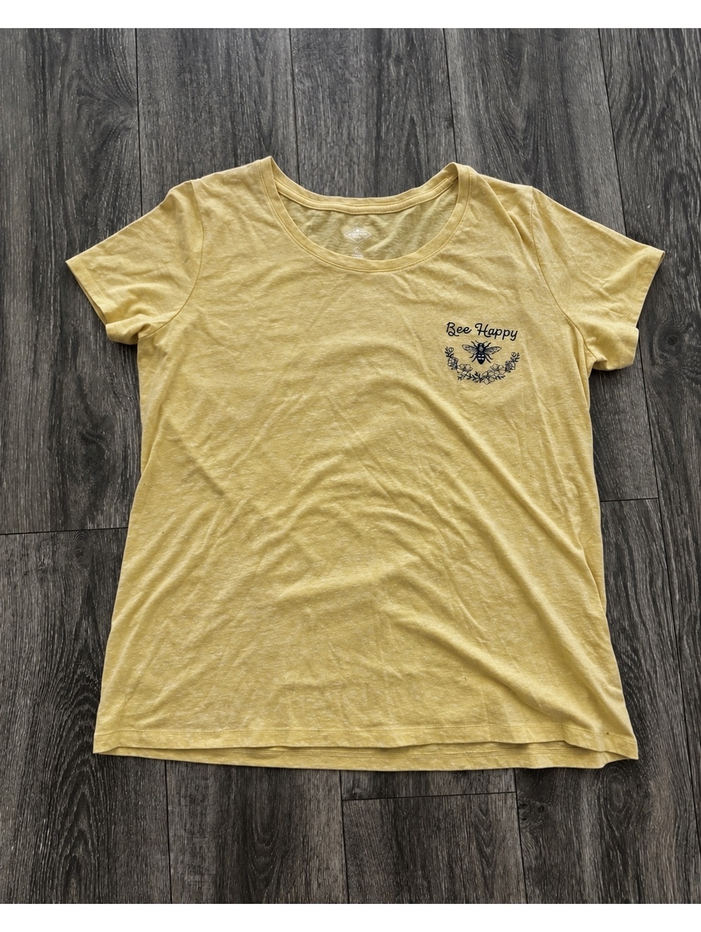 St. John’s Bay XL Bee Happy T Shirt Yellow Floral Bumblebee Graphic Short Sleeve